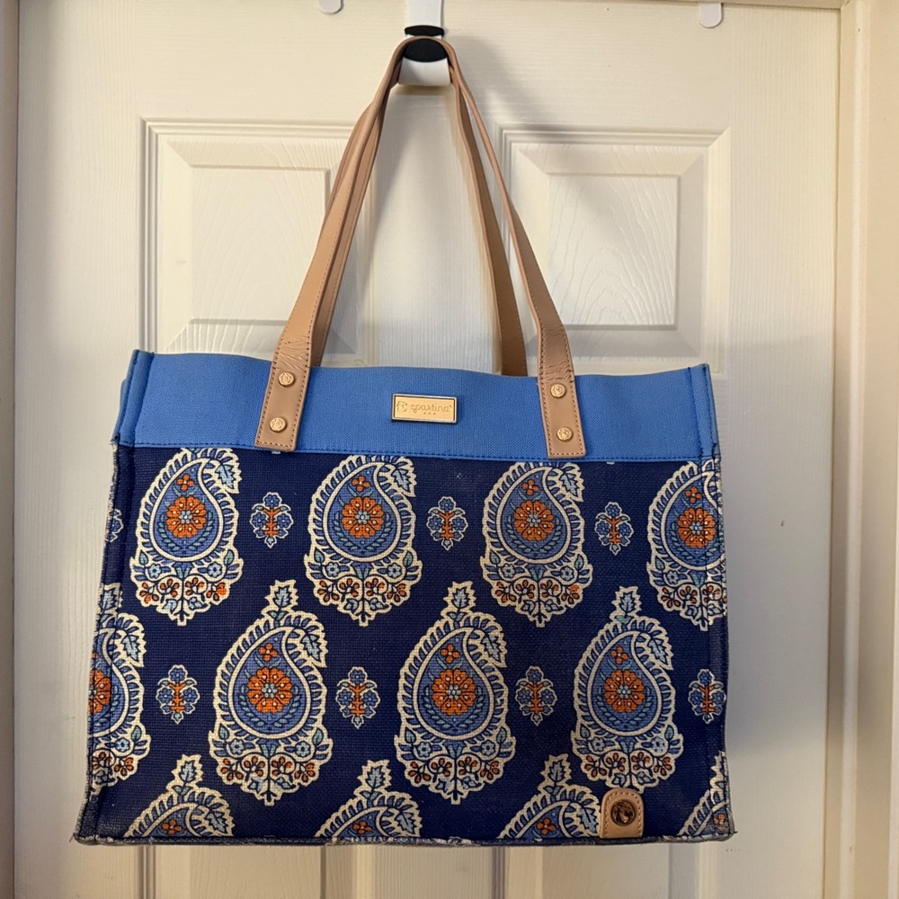 Spartina 449 Blue and Tan Paisley Tote